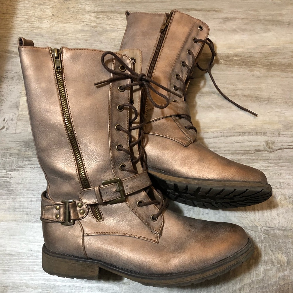 Goldish Combat Boots 8.5